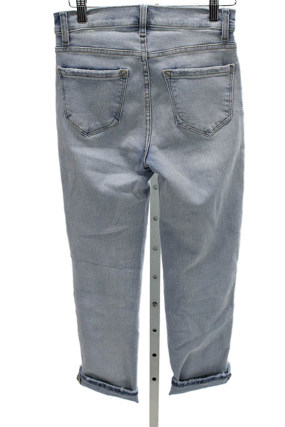 kensie Womens Straight Jeans Blue Mid Rise Cotton Blend Size 25