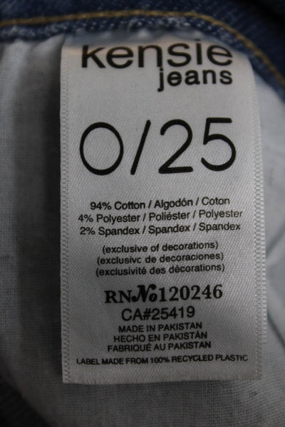 kensie Womens Straight Jeans Blue Mid Rise Cotton Blend Size 25