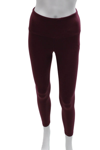 Yogalicious Womens Ankle Leggings Red Polyester Solid Size S
