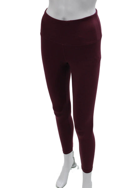 Yogalicious Womens Ankle Leggings Red Polyester Solid Size S