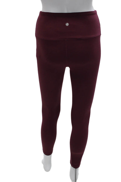 Yogalicious Womens Ankle Leggings Red Polyester Solid Size S