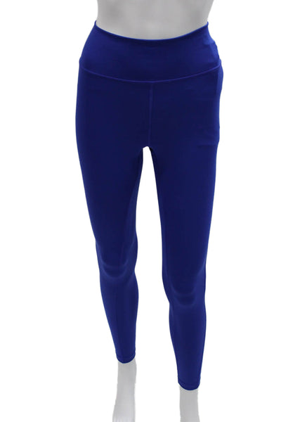 Adidas Womens Ankle Leggings Blue Polyester Pull On Solid Size S