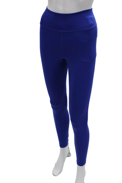 Adidas Womens Ankle Leggings Blue Polyester Pull On Solid Size S