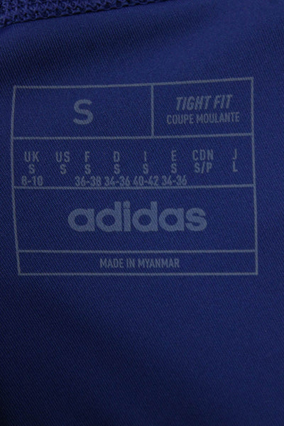Adidas Womens Ankle Leggings Blue Polyester Pull On Solid Size S