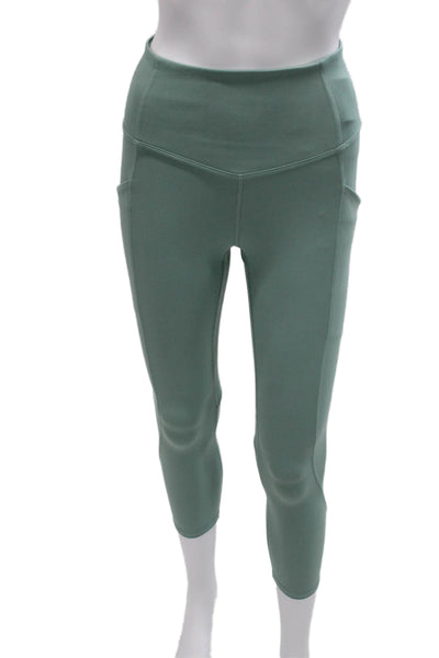 Danskin Women Capri Leggings Green Polyester Solid Pull On Size XS