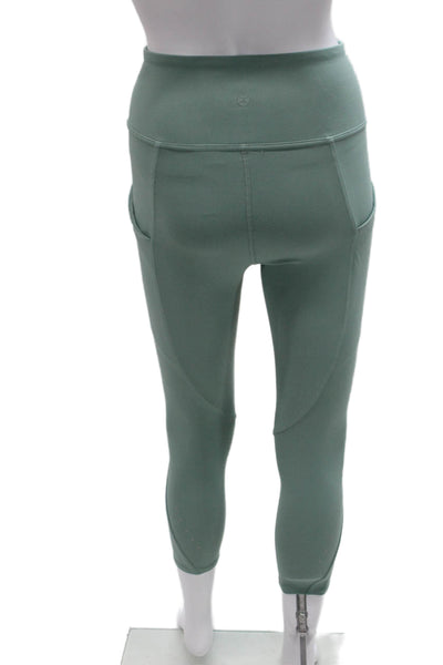 Danskin Women Capri Leggings Green Polyester Solid Pull On Size XS