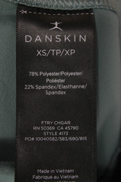 Danskin Women Capri Leggings Green Polyester Solid Pull On Size XS