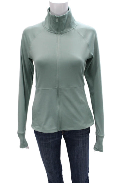 Jockey Womens Track Jacket Green Zip Long Sleeve Polyester Size XS