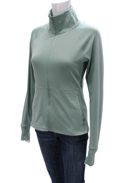 Jockey Womens Track Jacket Green Zip Long Sleeve Polyester Size XS