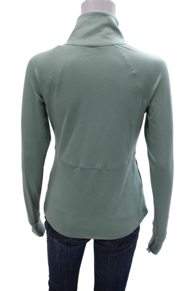 Jockey Womens Track Jacket Green Zip Long Sleeve Polyester Size XS