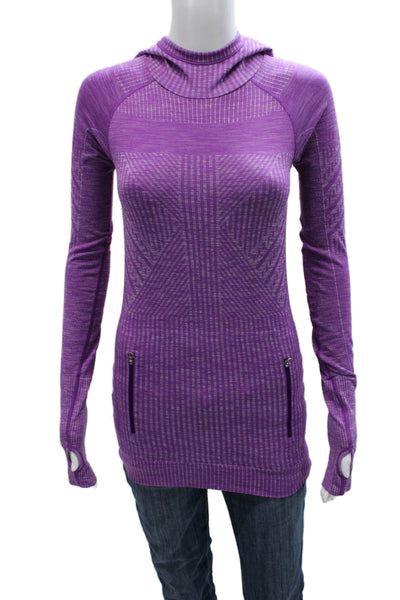 Lululemon Women Pullover Cowl Neck Long Sleeve Purple Geometric Size 4