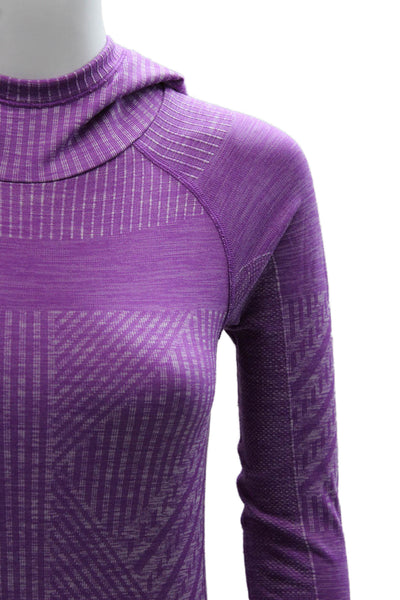 Lululemon Women Pullover Cowl Neck Long Sleeve Purple Geometric Size 4