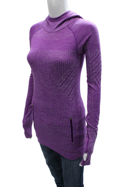 Lululemon Women Pullover Cowl Neck Long Sleeve Purple Geometric Size 4