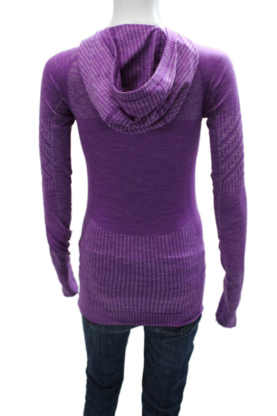 Lululemon Women Pullover Cowl Neck Long Sleeve Purple Geometric Size 4