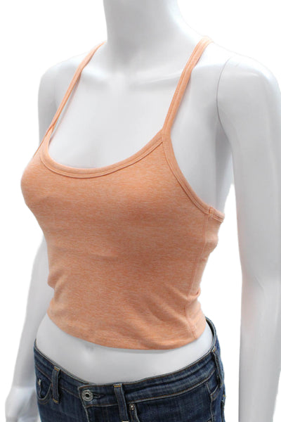Beyond Yoga Womens Cropped Tank Orange Scoop Neck Sleeveless Polyester Size XS