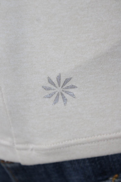 Athleta Womens Basic Casual Mock Neck Long Sleeve Polyester Top White Size S