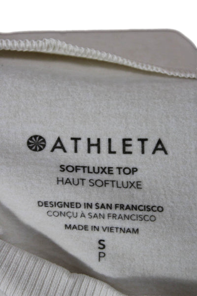 Athleta Womens Basic Casual Mock Neck Long Sleeve Polyester Top White Size S