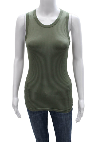 Athleta Womens Basic Sleeveless Round Neck Tank Green Polyester Size XS