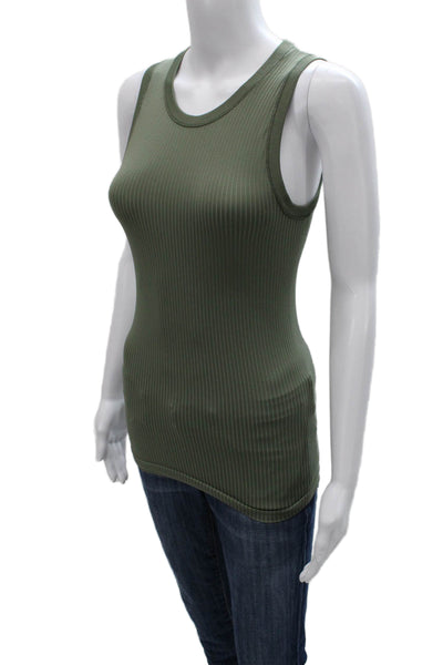 Athleta Womens Basic Sleeveless Round Neck Tank Green Polyester Size XS