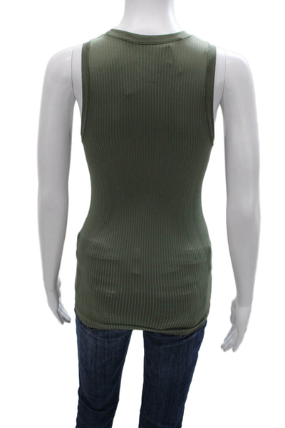 Athleta Womens Basic Sleeveless Round Neck Tank Green Polyester Size XS
