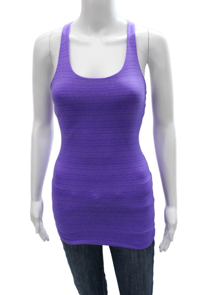 Beyond Yoga Womens Purple Striped Scoop Neck Tank Polyester Size XS