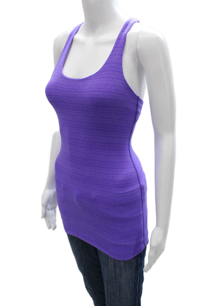Beyond Yoga Womens Purple Striped Scoop Neck Tank Polyester Size XS