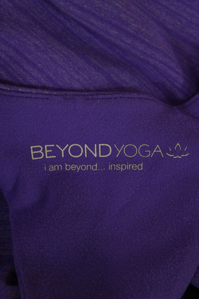 Beyond Yoga Womens Purple Striped Scoop Neck Tank Polyester Size XS
