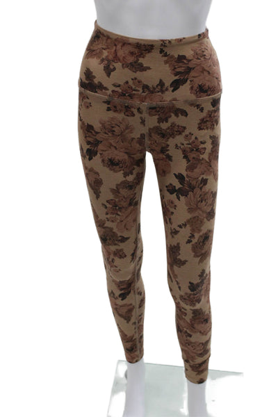 Beyond Yoga Womens Floral Ankle Leggings Beige Size XS