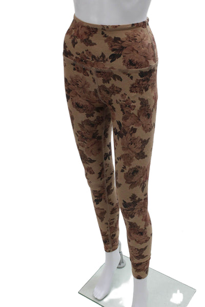 Beyond Yoga Womens Floral Ankle Leggings Beige Size XS