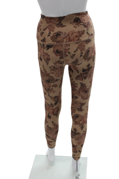Beyond Yoga Womens Floral Ankle Leggings Beige Size XS