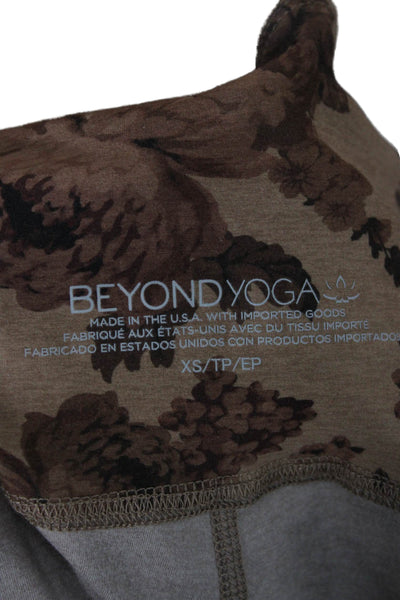 Beyond Yoga Womens Floral Ankle Leggings Beige Size XS