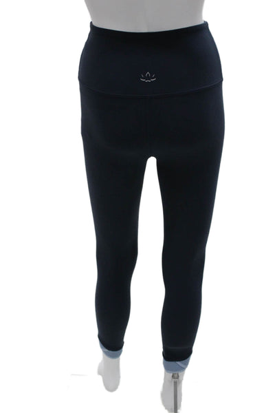 Beyond Yoga Women Ankle Leggings Blue Nylon Solid Pull On Size S