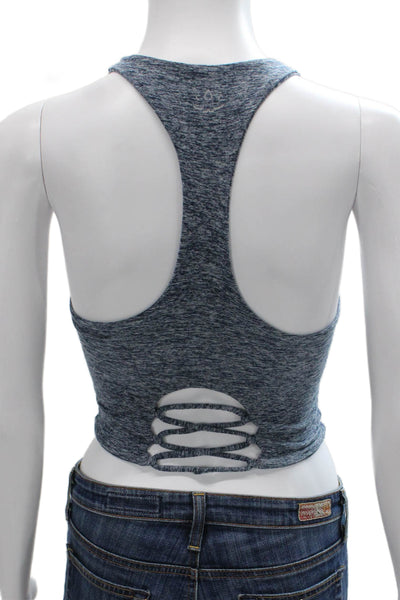 Beyond Yoga Women Cropped Tank Blue High Neck Sleeveless Size S