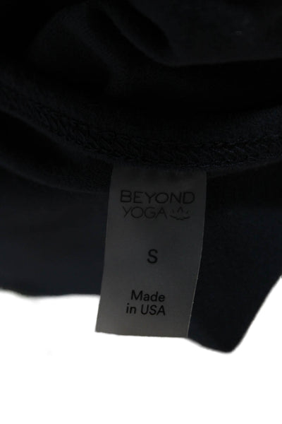 Beyond Yoga Womens Cropped Scoop Neck Short Sleeve T-Shirt Blue Nylon Size S