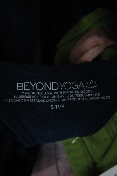 Beyond Yoga Womens Scoop Neck Ribbed Knit Trim Sports Bra Navy Size Small