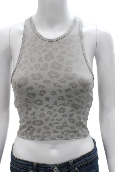 Beyond Yoga Womens Cropped Tank Sleeveless Animal Print Gray Nylon Size XS