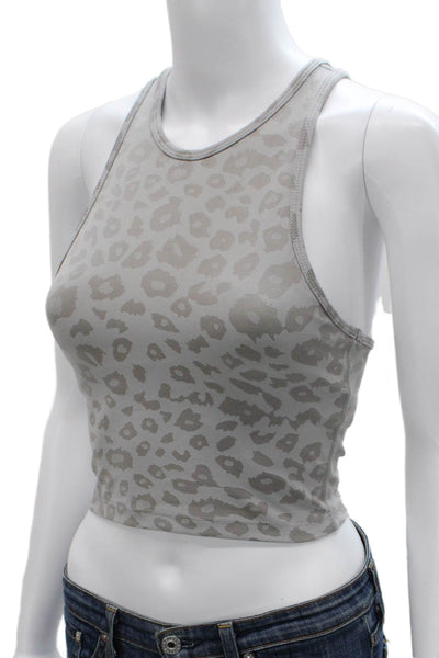 Beyond Yoga Womens Cropped Tank Sleeveless Animal Print Gray Nylon Size XS