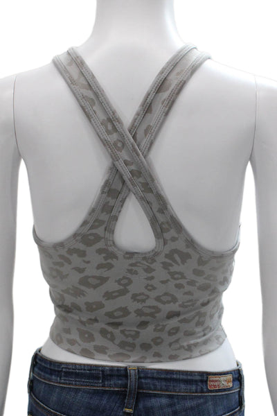 Beyond Yoga Womens Cropped Tank Sleeveless Animal Print Gray Nylon Size XS