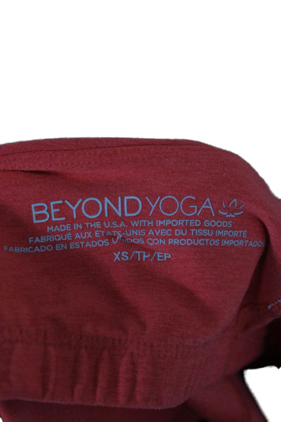 Beyond Yoga Womens Cropped Red Tank Polyester Round Neck Sleeveless Size XS