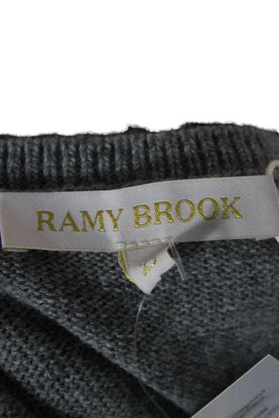 Ramy Brook Women Sweater Dress Gray Wool Floral Sleeveless Knee Length Size XS