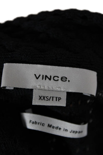 Vince Women Basic Black Cotton Collared Polo Short Sleeve Size 2XS