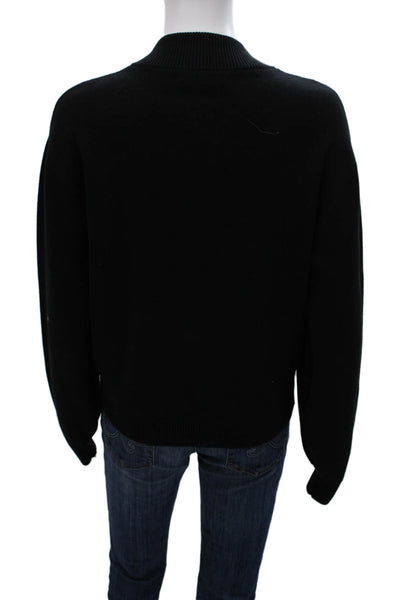 White + Warren Womens Bomber Jacket Black Zip Organic Cotton Size XS