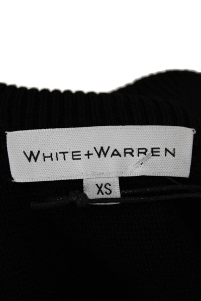 White + Warren Womens Bomber Jacket Black Zip Organic Cotton Size XS