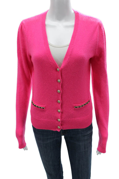 Generation Love Womens Cardigan V Neck Wool Pink Long Sleeve Size S