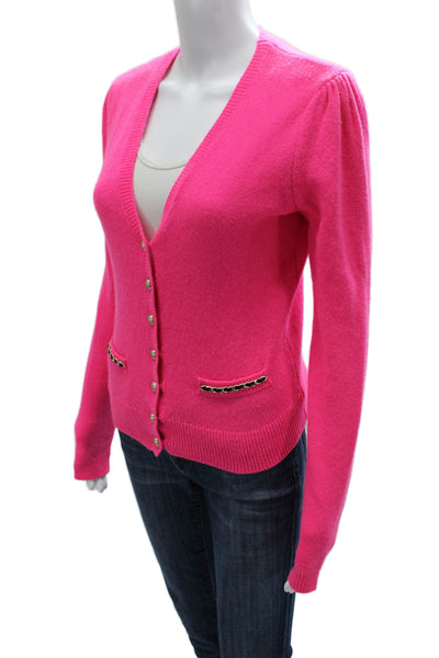 Generation Love Womens Cardigan V Neck Wool Pink Long Sleeve Size S
