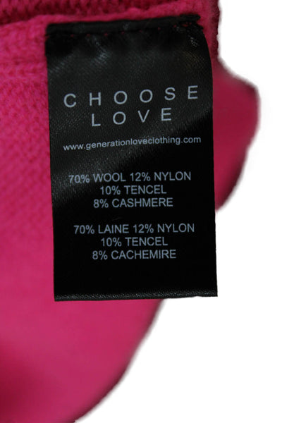 Generation Love Womens Cardigan V Neck Wool Pink Long Sleeve Size S