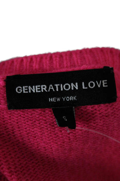 Generation Love Womens Cardigan V Neck Wool Pink Long Sleeve Size S