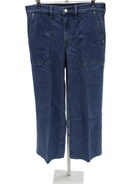 J Crew Women Wide-Leg Jeans Blue Lyocell High Rise 29 Inseam Size 27