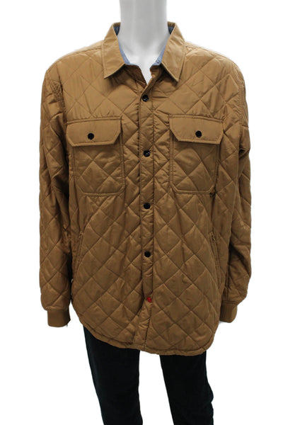 CPO Provisions Mens Quilted Button-Up Collared Beige Jacket Size XL