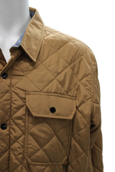 CPO Provisions Mens Quilted Button-Up Collared Beige Jacket Size XL